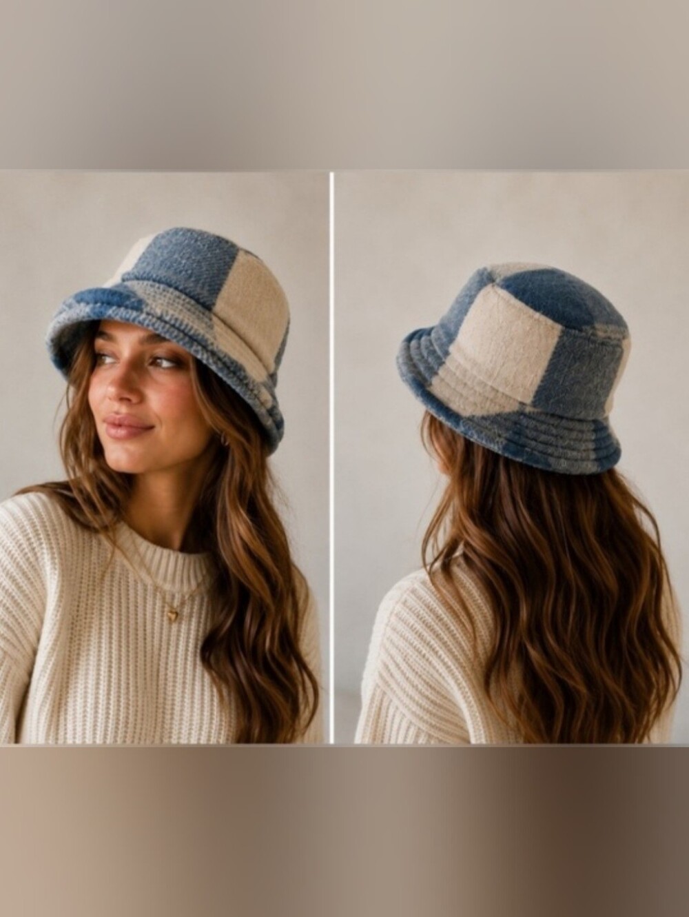 AMERICAN EAGLE OUTFITTERS BUFFALO PLAID BUCKET HAT. ONE SIZE  BLUE/ CREAM. NWT